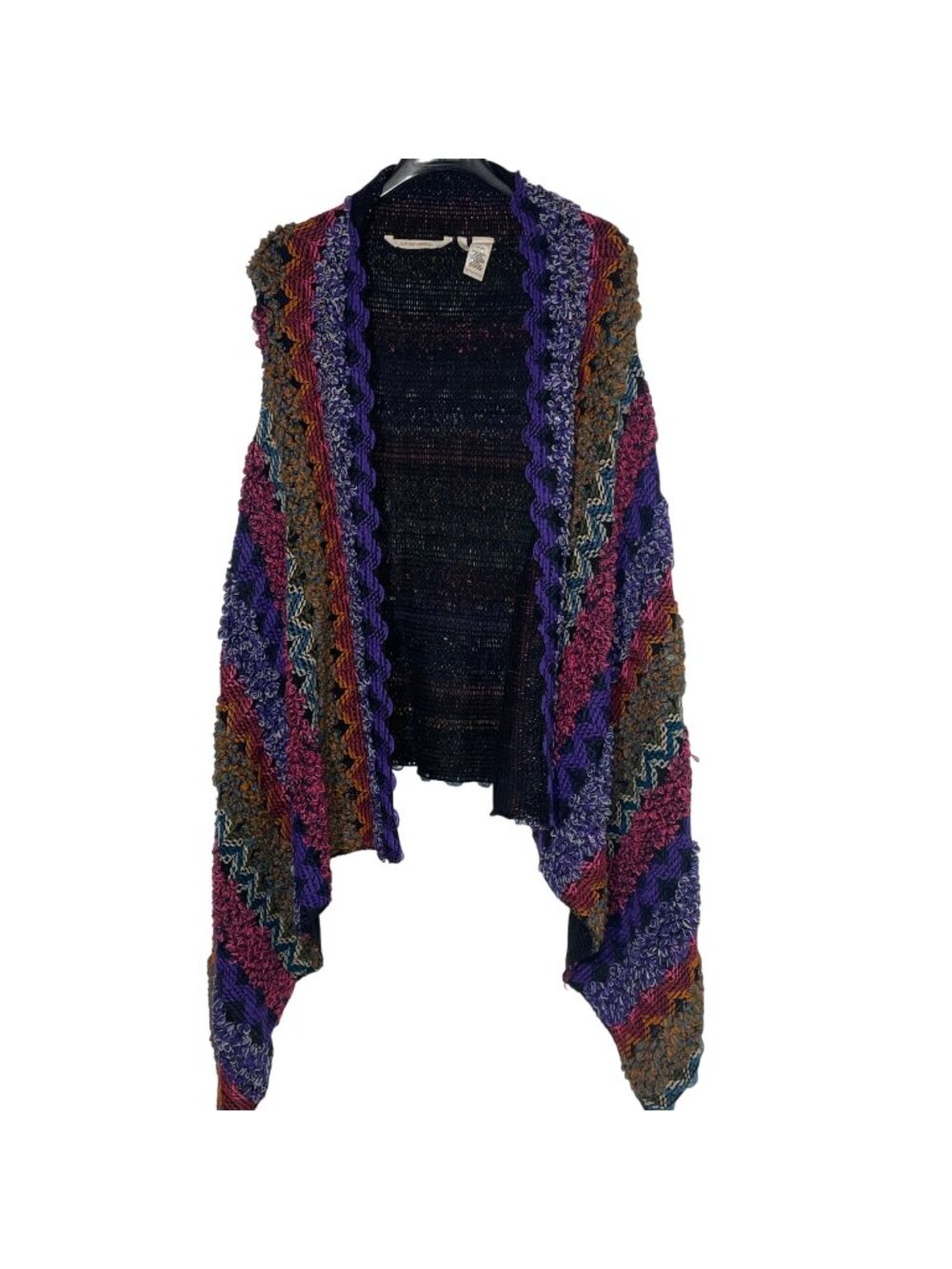 Soft Surroundings Taylor Textured Sweater Vest Cardigan OS Granny Afghan 1BY00